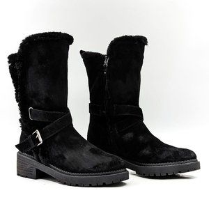 Sam Edelman Women Jailyn Black Waterproof Suede Plush Lined Buckle Boots sz 7.5